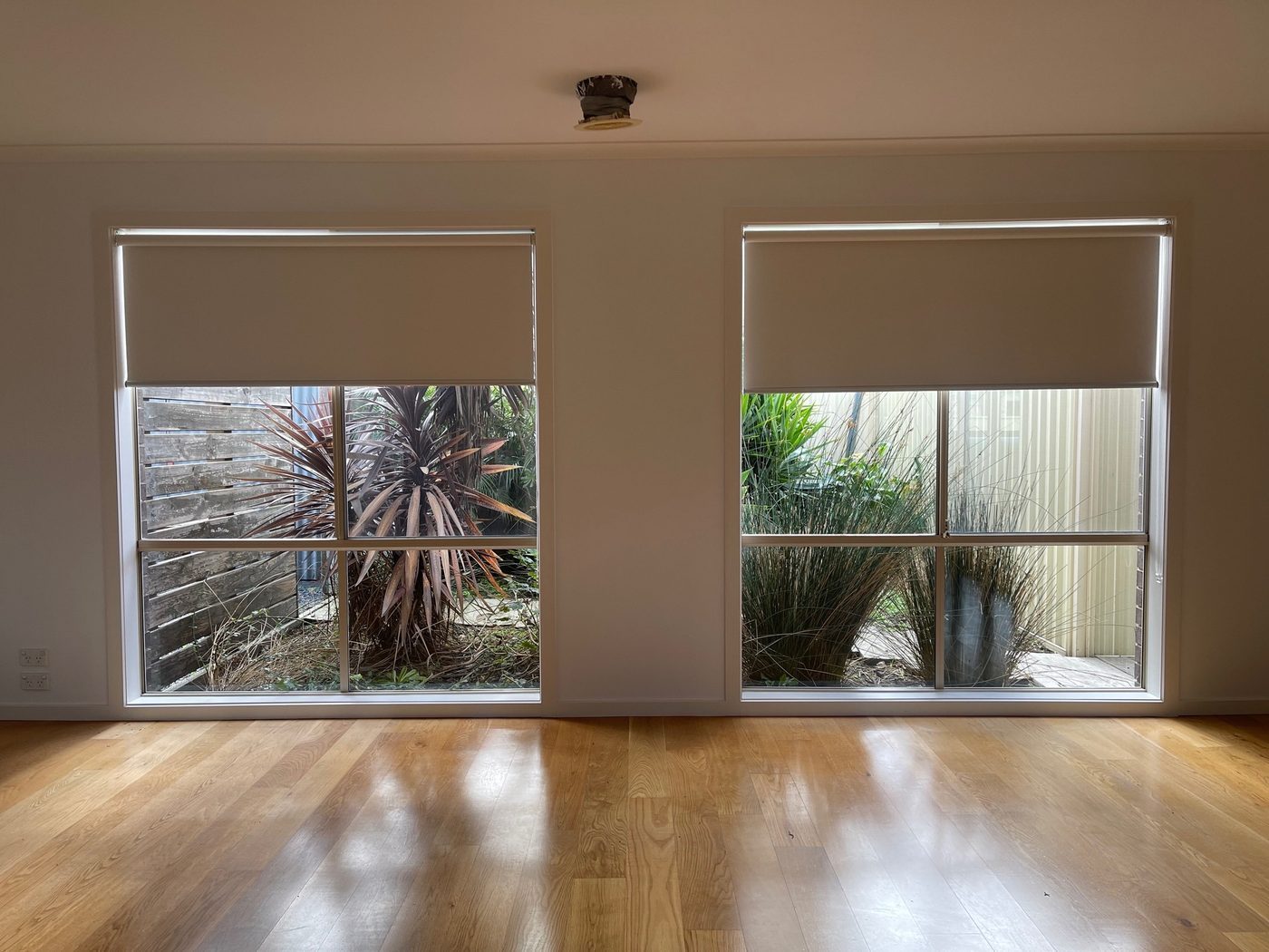Roller blinds in a living room — Melbourne property