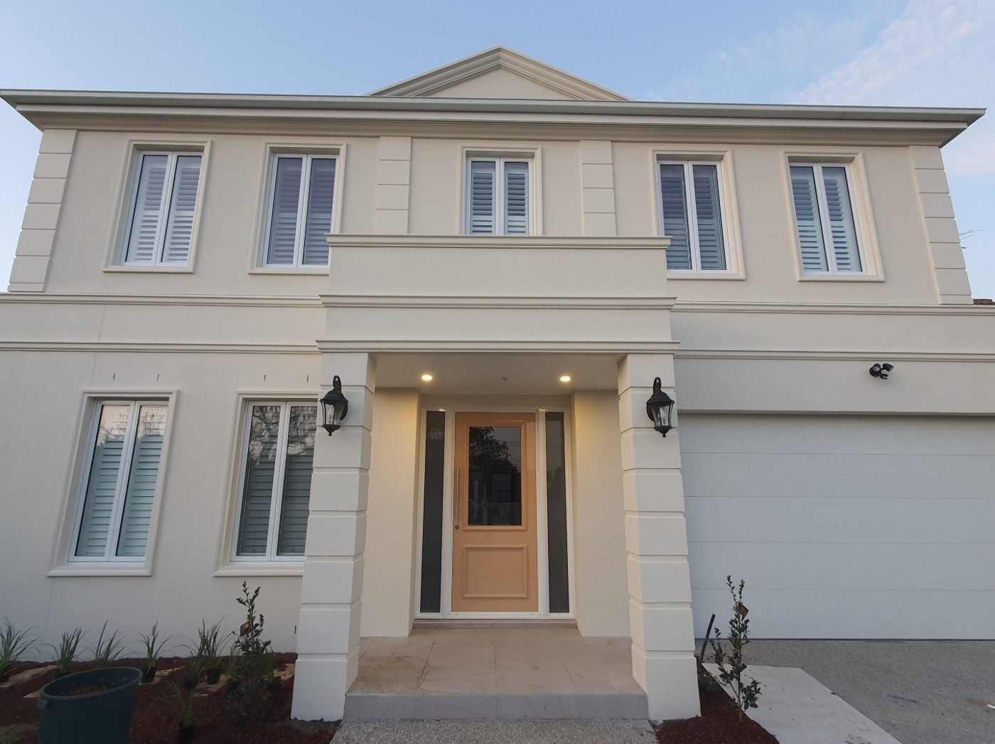 Custom-made plantation shutters on exterior windows, Melbourne installation
