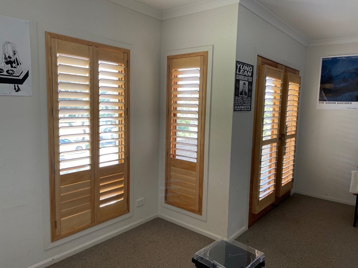 We Inspire plantation shutters installed in a Melbourne living room
