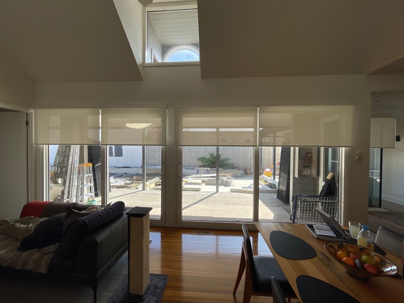 Light-filtering roller blinds in a Melbourne dining room
