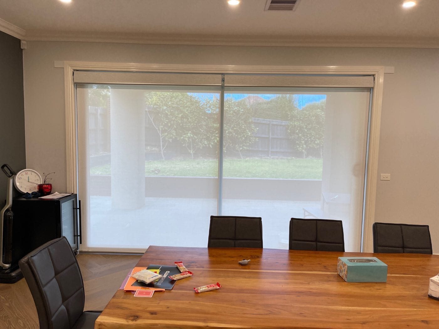 We Inspire roller blinds installed in a Melbourne dining room