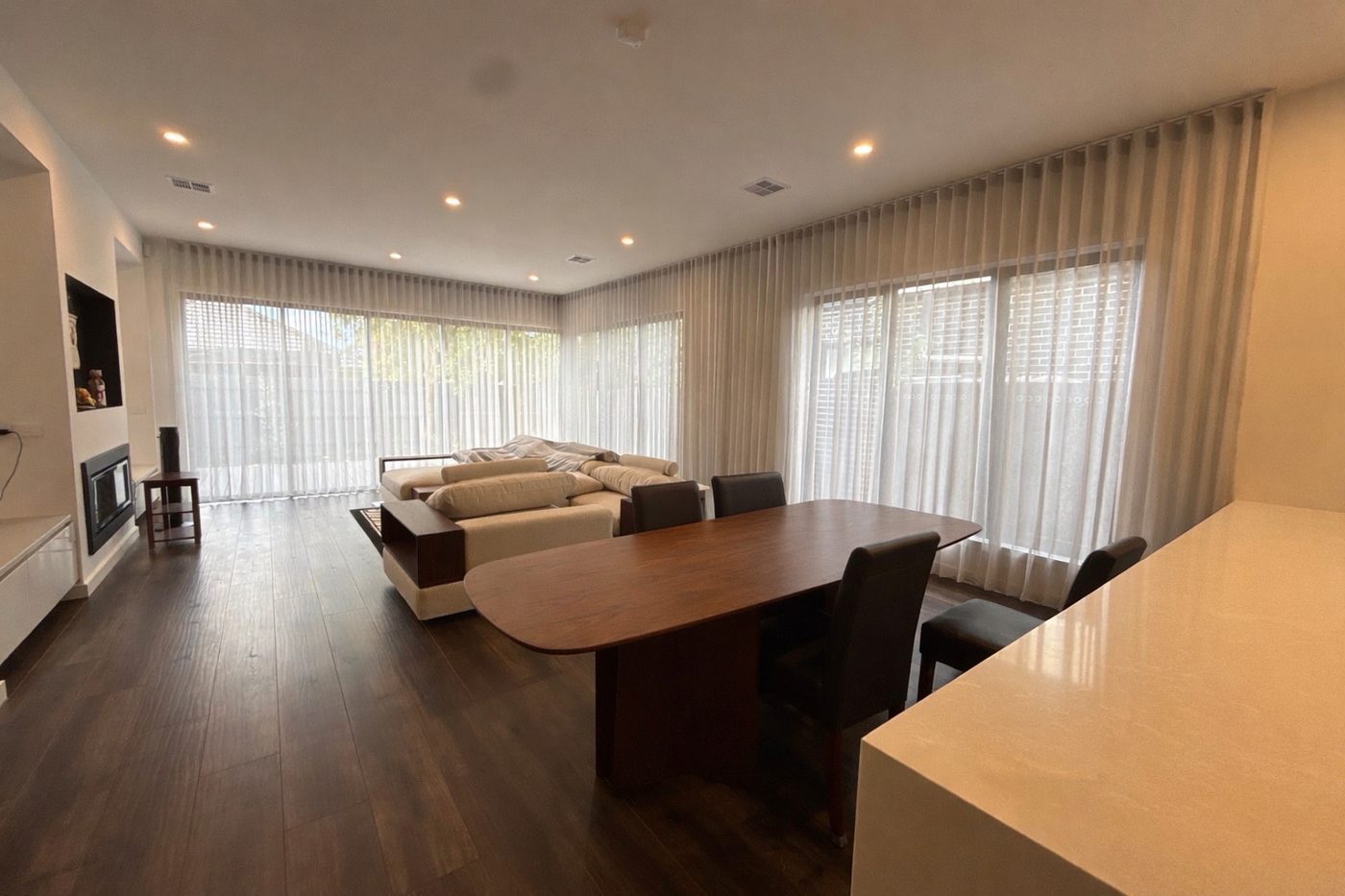 Curtains in a living room — contemporary Melbourne home