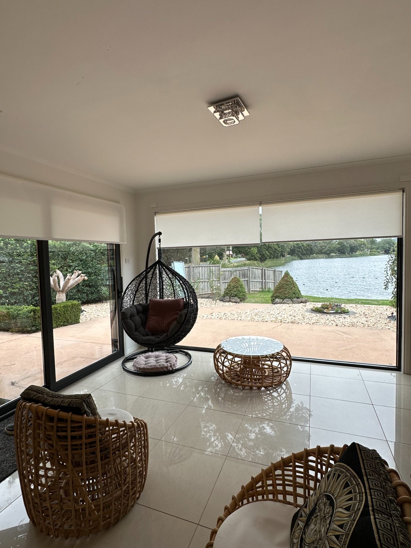 Smart motorised blinds installed in a Melbourne living area